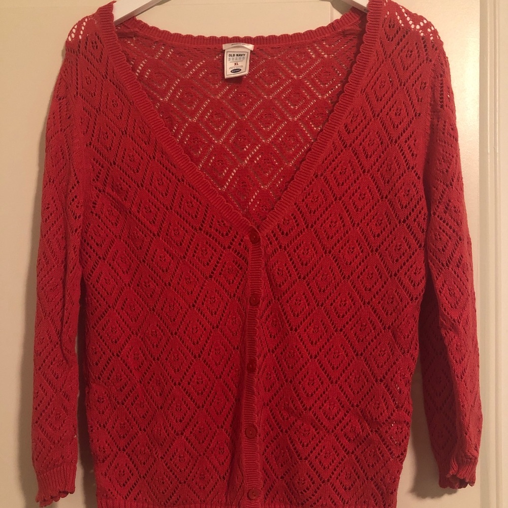 Knitted raspberry cardigan